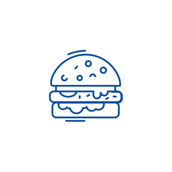 Conceito de ícone de linha de hambúrguer de queijo. Queijo hambúrguer símbolo vetorial plana, sinal, ilustração esboço . — Vetor de Stock