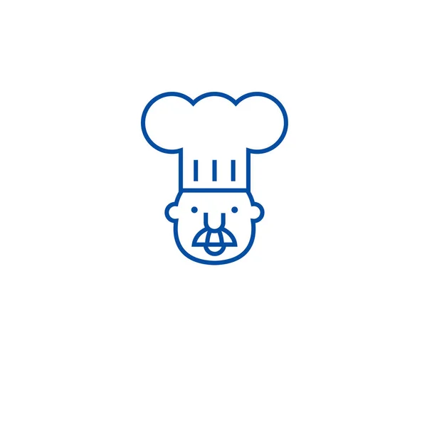 厨师吉祥物线图标的概念。厨师吉祥物平向量符号, 标志, 轮廓例证. — 图库矢量图片