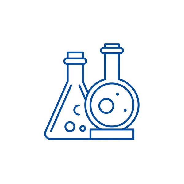 Conceito de ícone de linha de laboratório químico. Laboratório químico símbolo vetorial plana, sinal, ilustração esboço . —  Vetores de Stock