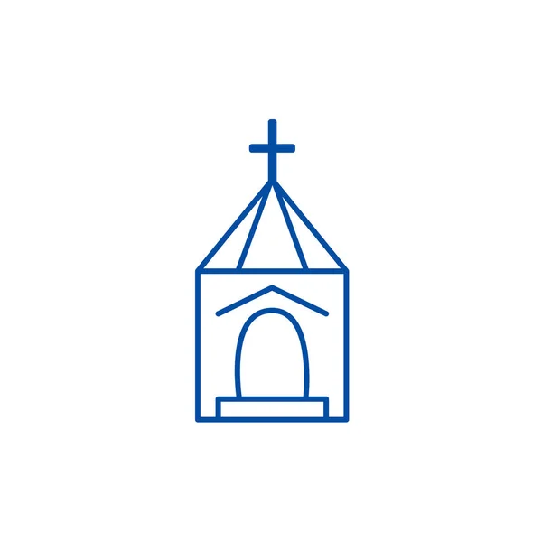 Kerk, bruiloft lijn pictogram concept. Kerk, bruiloft platte vector symbool, teken, overzicht illustratie. — Stockvector
