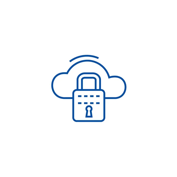 Cloud security line icon concept. Cloud security flat  vector symbol, sign, outline illustration.