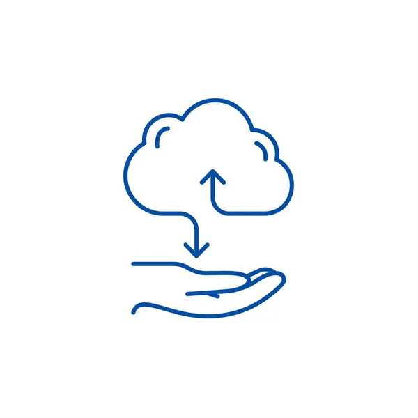 Cloud services linje ikon konceptet. Molnet tjänster platt vektor symbol, underteckna, disposition illustration. — Stock vektor