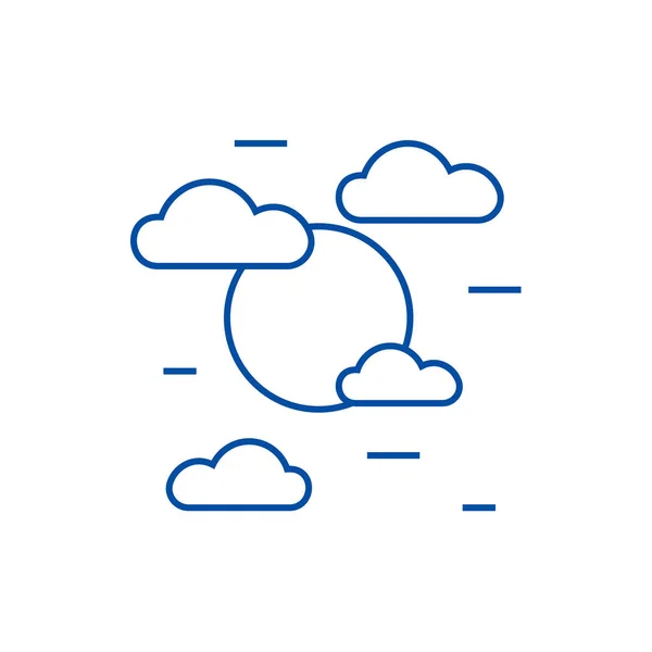 Bewolkte dag lijn pictogram concept. Bewolkte dag platte vector symbool, teken, overzicht illustratie. — Stockvector