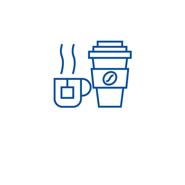 Caneca de café, conceito de ícone de linha de xícara de chá. Caneca de café, copo de chá símbolo vetorial plana, sinal, ilustração esboço . — Vetor de Stock