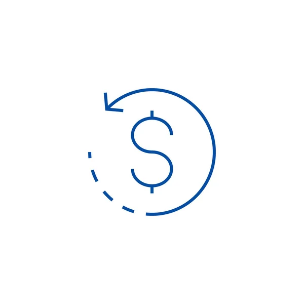 Mynt med runda pilen linjen ikonen koncept. Mynt med runda pilen platt vektor symbol, underteckna, disposition illustration. — Stock vektor