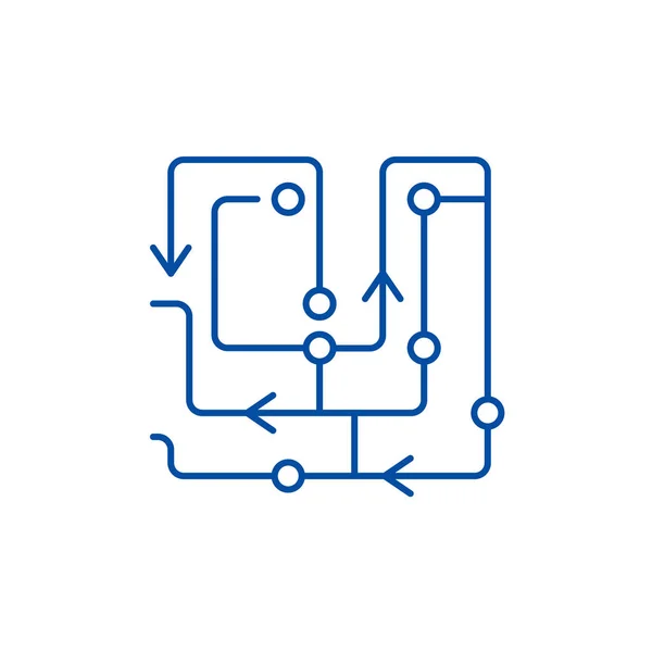 Algoritmi de calculator linie icon concept. Algoritmi de calculator simbol vector plat, semn, ilustrație schiță . — Vector de stoc