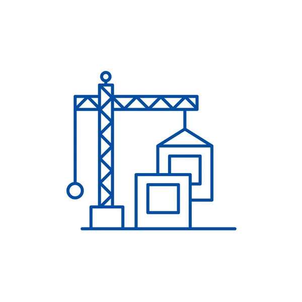 Concepto de icono de línea de grúa de construcción. Construcción grúa vector plano símbolo, signo, esquema ilustración . — Vector de stock