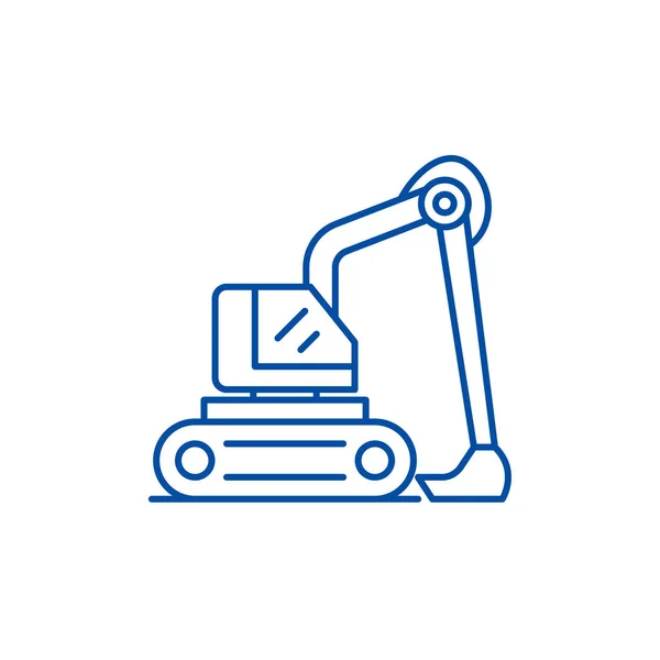 Costruzione concetto icona linea escavatore. Costruzione escavatore vettore piatto simbolo, segno, illustrazione contorno . — Vettoriale Stock