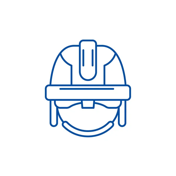 Masker lijn pictogram bouwconcept. Bouw mask platte vector-symbool, teken, overzicht illustratie. — Stockvector