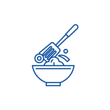 Pişirme çizgi simgesini kavramı. Yemek düz vektör simgesi, işaret, anahat illüstrasyon.