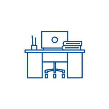 Coworking satırı simgesi kavramı. Coworking düz vektör simgesi, işaret, anahat illüstrasyon.