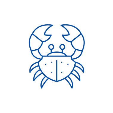 Yengeç satırı simgesi kavramı. Yengeç düz vektör simgesi, işaret, anahat illüstrasyon.