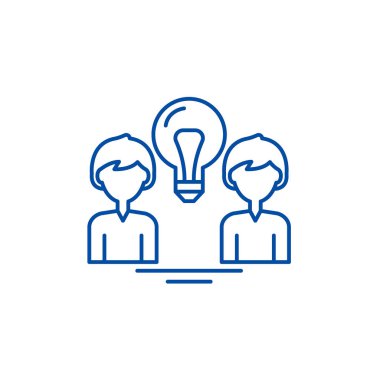 Yaratıcı grup satırı simgesi kavramı. Yaratıcı grup düz vektör simgesi, işaret, anahat illüstrasyon.