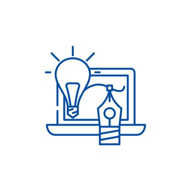 Yaratıcılık satırı simgesi kavramı. Yaratıcılık düz vektör simgesi, işaret, anahat illüstrasyon.