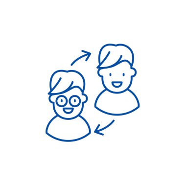 Müşteri dönüştürme satırı simgesi kavramı. Müşteri dönüşüm düz vektör simgesi, işaret, anahat illüstrasyon.