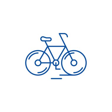 Şirin Bisiklet çizgi simgesini kavramı. Şirin Bisiklet düz vektör simgesi, işaret, anahat illüstrasyon.