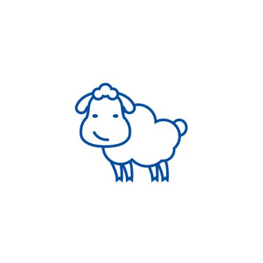 Sevimli koyun satırı simgesi kavramı. Sevimli koyun düz vektör simgesi, işaret, anahat illüstrasyon.