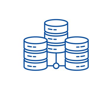 Veri merkezi hat simgesi kavramı. Veri Merkezi düz vektör simgesi, işaret, anahat illüstrasyon.