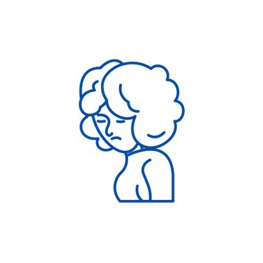 Depresyon satırı simgesi kavramı. Depresyon düz vektör simgesi, işaret, anahat illüstrasyon.