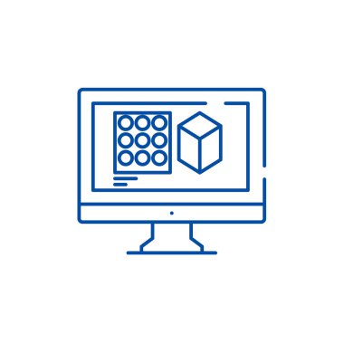 Satırı simgesi konsept tasarımı tasarım. Tasarım tasarlama düz vektör simgesi, işaret, anahat illüstrasyon.