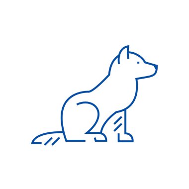 Köpek çizgi simgesini kavramı. Köpek düz vektör simgesi, işaret, anahat illüstrasyon.