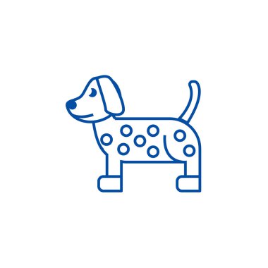 Köpek, Dalmaçyalı satırı simgesi kavramı. Köpek, Dalmaçyalı düz vektör simgesi, işareti, anahat illüstrasyon.