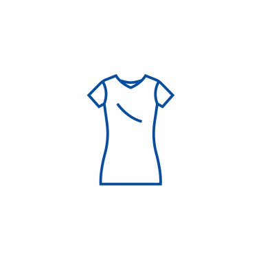 Elbise tunik, uzun etek satırı simgesi kavramı. Elbise tunik, uzun etek düz vektör simgesi, anahat illüstrasyon işareti.