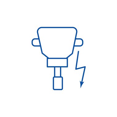 Delici satırı simgesi kavramı. Delici düz vektör simgesi, işaret, anahat illüstrasyon.