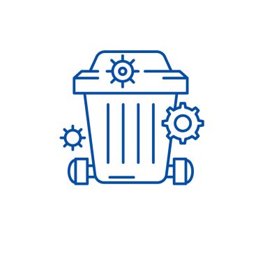 Çöp Kovası satırı simgesi kavramı. Çöp Kovası düz vektör simgesi, işaret, anahat illüstrasyon.