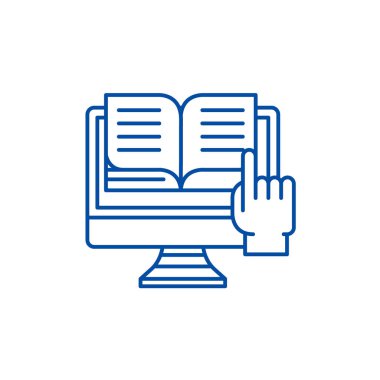 Ebooks satırı simgesi kavramı. Ebooks düz vektör simgesi, işaret, anahat illüstrasyon.