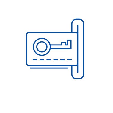 Elektronik dook tuş kilidi satırı simgesi kavramı. Elektronik dook anahtar kilit düz vektör simgesi, işaret, anahat illüstrasyon.