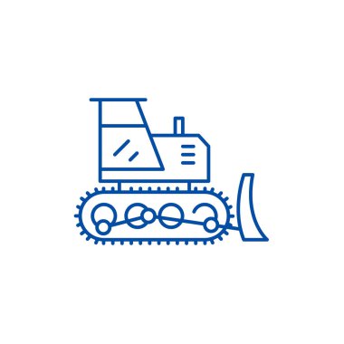 Ekskavatör satırı simgesi kavramı. Tarak düz vektör simgesi, işaret, anahat illüstrasyon.