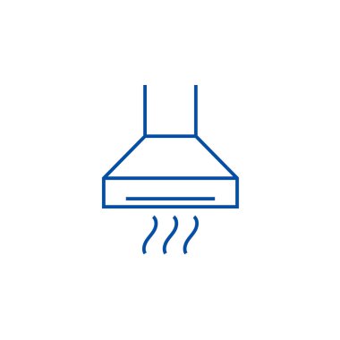 Çıkarıcı, Ocak başlık satırı simgesi kavramı. Aspiratör, Ocak hood düz vektör simgesi, işaret, anahat illüstrasyon.