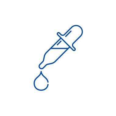 Satırı simgesi kavramı göz damlası. Göz damlaları düz vektör simgesi, işaret, anahat illüstrasyon.