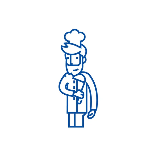 Cooker, restaurante concepto de icono de la línea chef. Cocina, restaurante chef símbolo vector plano, signo, esquema ilustración . — Vector de stock
