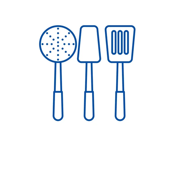 Icône de ligne de vaisselle de cuisson concept. Vaisselle de cuisine symbole vectoriel plat, signe, illustration de contour . — Image vectorielle