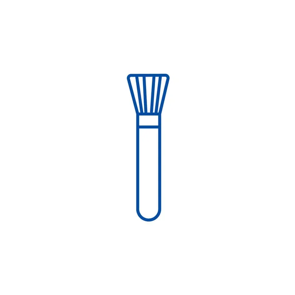 Concepto de icono de línea de cepillo de cosméticos. Cosméticos cepillo plano vector símbolo, signo, esquema ilustración . — Vector de stock