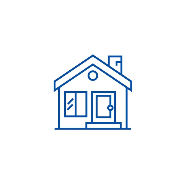 Casa de campo, chimenea, concepto de icono de la línea de bienes raíces. Casa de campo, chimenea, símbolo de vector plano de bienes raíces, signo, esquema ilustración . — Vector de stock