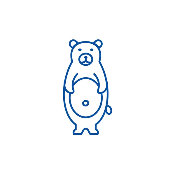 Cute bear line icon concept. Cute bear flat  vector symbol, sign, outline illustration. — Stock Vector