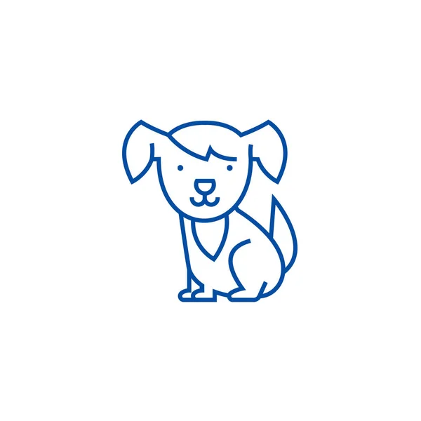 Симпатичная иконка собачьей линии. Симпатичная собака плоский вектор символ, знак, набросок иллюстрации . — стоковый вектор