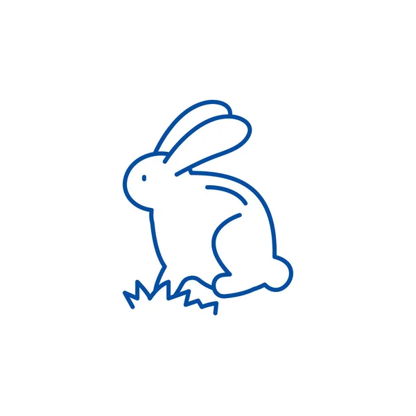 Cute easter bunny line icon concept. Cute easter bunny flat  vector symbol, sign, outline illustration. — Stock Vector