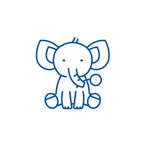 Bonito conceito de ícone de linha de elefante. Bonito elefante símbolo vetorial plana, sinal, ilustração esboço . —  Vetores de Stock