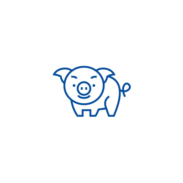 Niedliche Schweineleine Icon-Konzept. niedliche Schwein flache Vektor-Symbol, Zeichen, Umriss Illustration. — Stockvektor