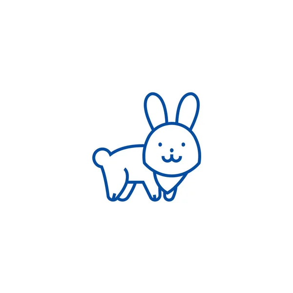 Cute rabbit  line icon concept. Cute rabbit  flat  vector symbol, sign, outline illustration. — Stock Vector