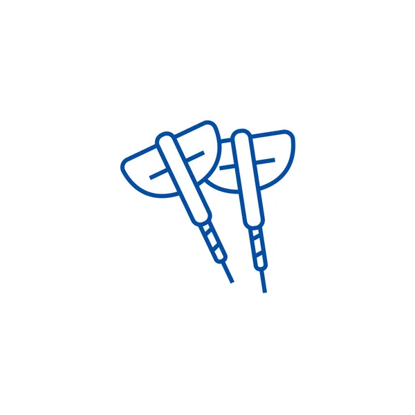 Conceito de ícone de linha de dardos. Dardos símbolo vetorial plana, sinal, ilustração esboço . —  Vetores de Stock