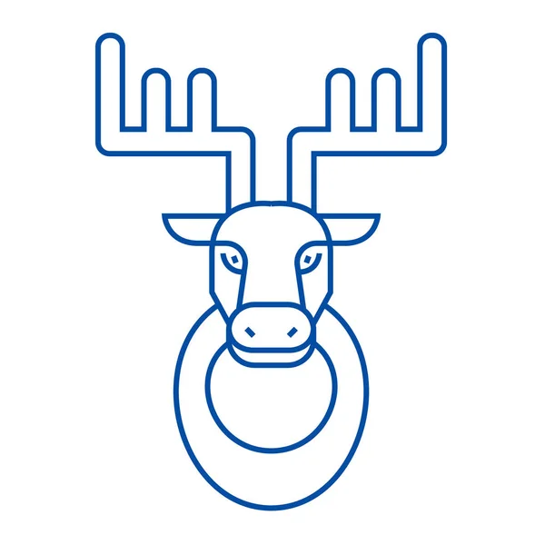 Концепция иконки оленя. Символ плоского вектора головы оленя, знак, набросок рисунка . — стоковый вектор