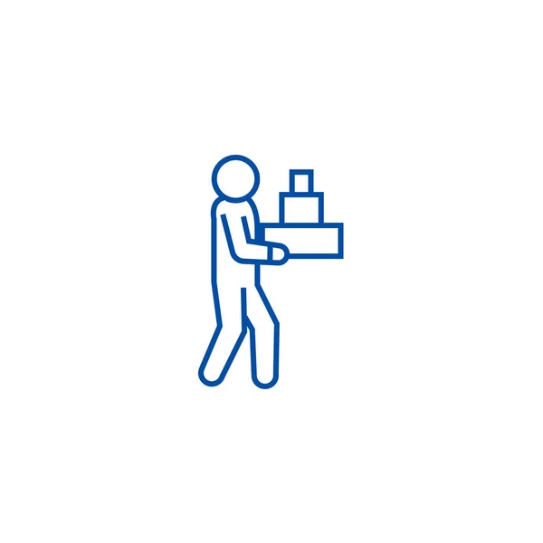 送货员行图标的概念。发货人平向量符号, 标志, 概述例证. — 图库矢量图片
