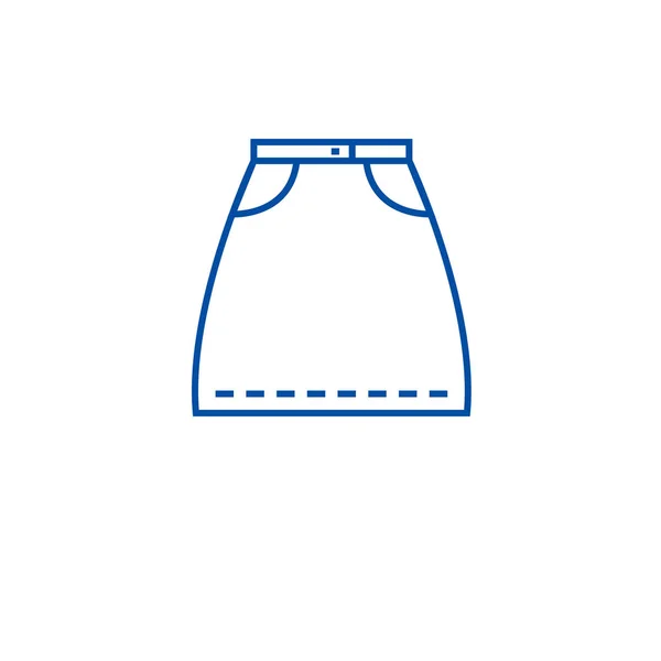 Denim skirt line icon concept. Denim skirt flat  vector symbol, sign, outline illustration. — Stock Vector