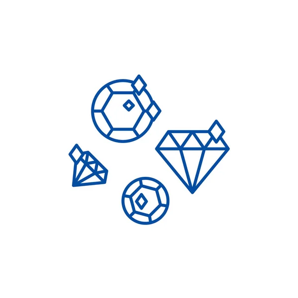 Diamantes conceito ícone de linha. Diamantes símbolo vetorial plana, sinal, ilustração esboço . — Vetor de Stock
