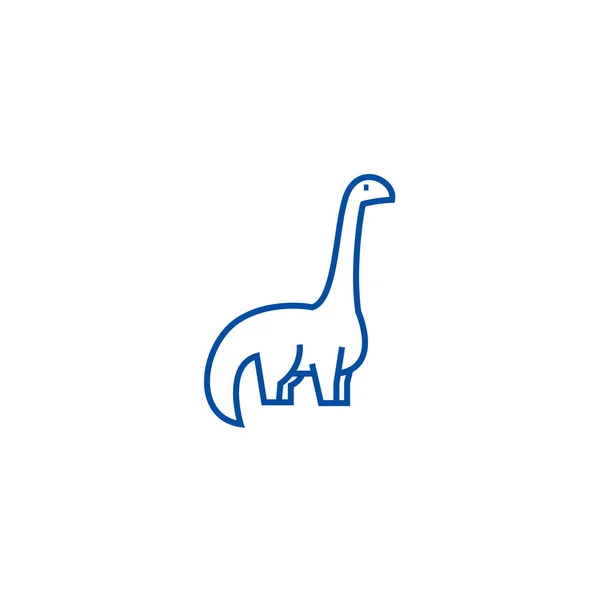 Dinosaurus, diplodocus lijn pictogram concept. Dinosaur diplodocus platte vector symbool, teken, overzicht illustratie. — Stockvector